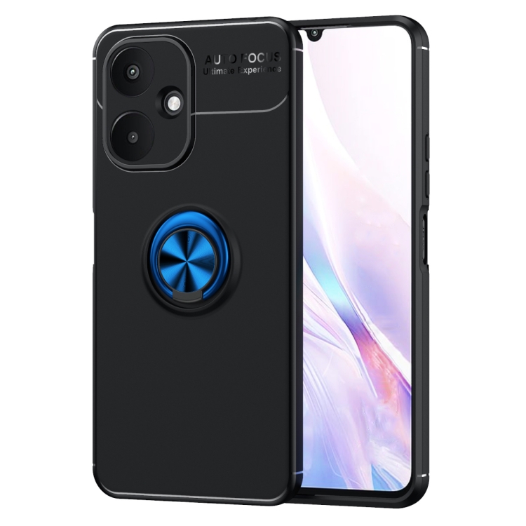 

For Xiaomi Redmi 13C 5G Metal Ring Holder TPU Phone Case(Black+Blue)