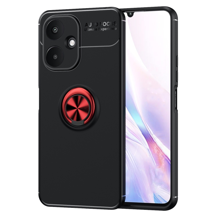 

For Xiaomi Redmi 13C 5G Metal Ring Holder TPU Phone Case(Black+Red)