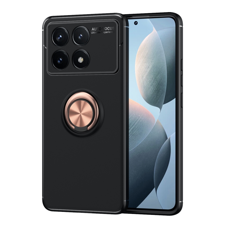 

For Xiaomi Redmi K70 / K70 Pro Metal Ring Holder TPU Phone Case(Black+Gold)