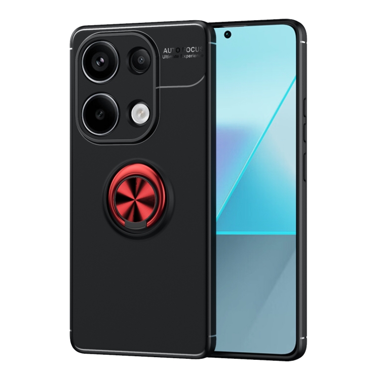 

For Xiaomi Redmi Note 13 Pro 4G Metal Ring Holder TPU Phone Case(Black+Red)