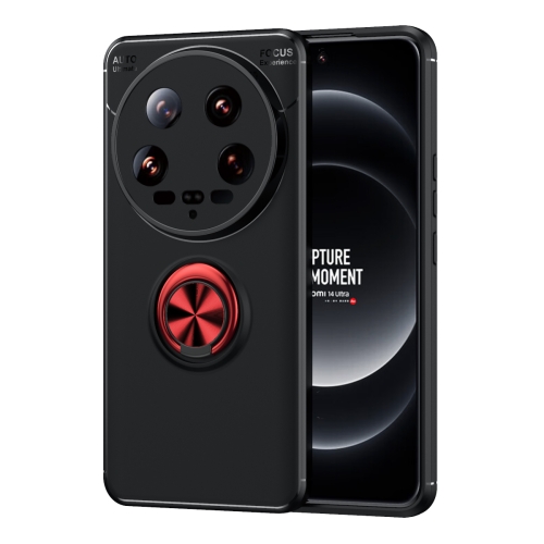 

For Xiaomi 14 Ultra Metal Ring Holder TPU Phone Case(Black+Red)