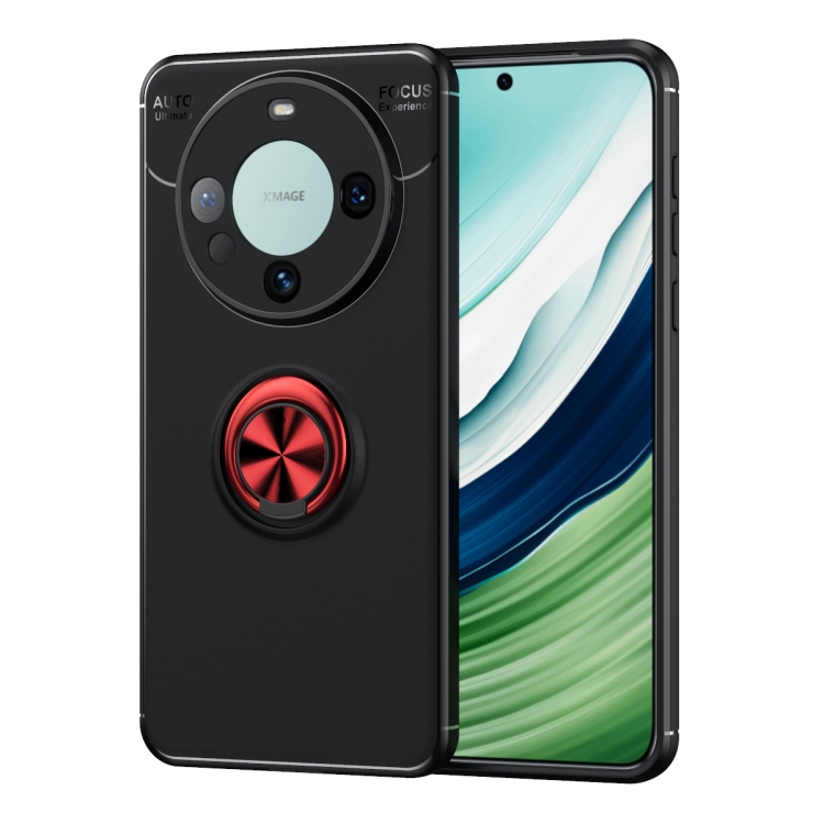 

For Huawei Mate 60 Metal Ring Holder TPU Phone Case(Black+Red)