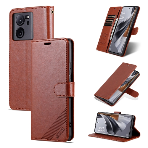 

For Xiaomi 13T / Redmi K60 Ultra AZNS Sheepskin Texture Flip Leather Phone Case(Brown)