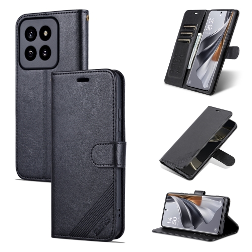 

For Xiaomi 14 Pro AZNS Sheepskin Texture Flip Leather Phone Case(Black)