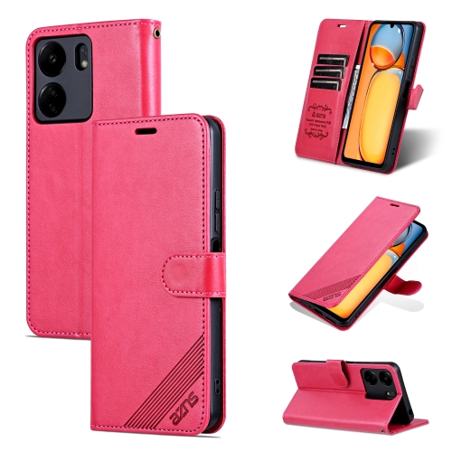 For Xiaomi Poco C65/Redmi 13C AZNS Sheepskin Texture Flip Leather Phone Case(Red) фотоэпилятор poco case 4061 dark green