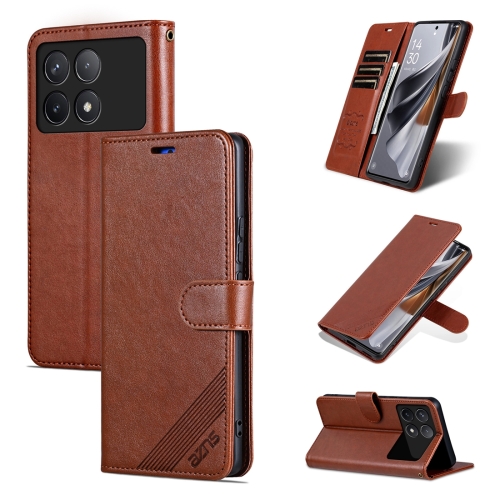 

For Xiaomi Redmi K70 / K70 Pro AZNS Sheepskin Texture Flip Leather Phone Case(Brown)