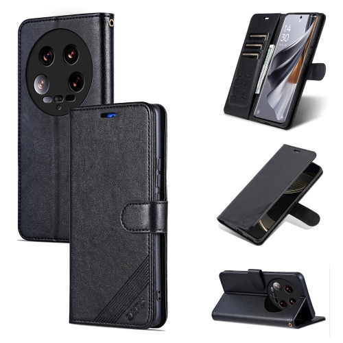

For Xiaomi 14 Ultra AZNS Sheepskin Texture Flip Leather Phone Case(Black)