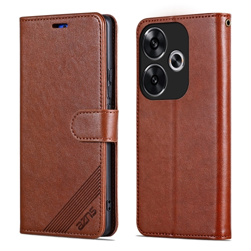 For Xiaomi Redmi Turbo 3 AZNS Sheepskin Texture Flip Leather Phone Case(Brown) for iphone 14 pro max magsafe crossbody multi functional zipper wallet litchi leather phone case orange