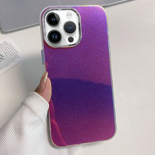 

For iPhone 14 Pro Max Electroplated Frame IMD Glitter Powder Phone Case(Purple)