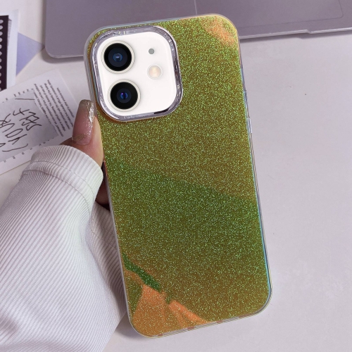 

For iPhone 12 Electroplated Frame IMD Glitter Powder Phone Case(Yellow)