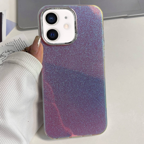 

For iPhone 12 Electroplated Frame IMD Glitter Powder Phone Case(Pink)