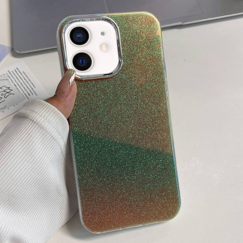 

For iPhone 12 Electroplated Frame IMD Glitter Powder Phone Case(Green)