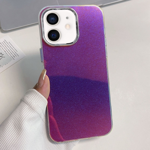 

For iPhone 12 Electroplated Frame IMD Glitter Powder Phone Case(Purple)