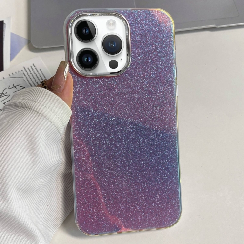 

For iPhone 12 Pro Max Electroplated Frame IMD Glitter Powder Phone Case(Pink)