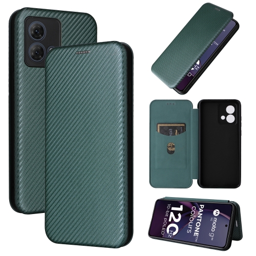 For Motorola Moto G84 5G Carbon Fiber Texture Flip Leather Phone Case(Green)