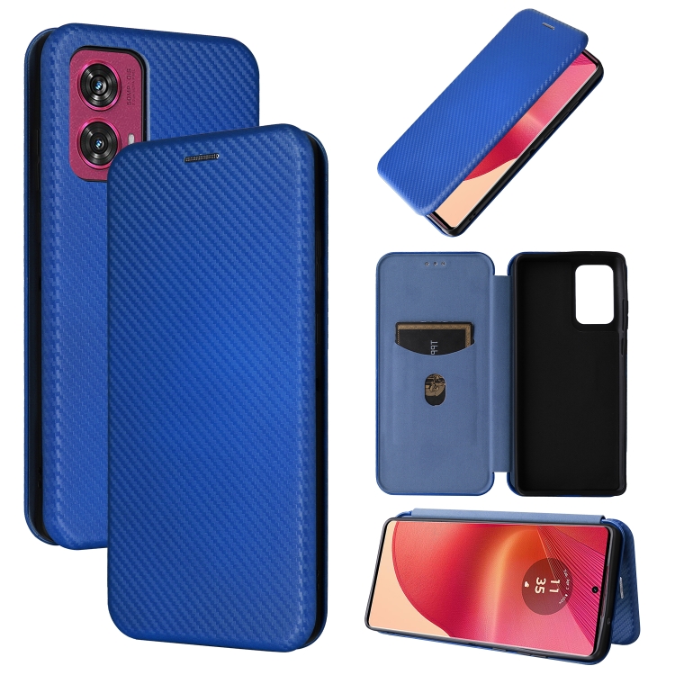 

For Motorola Edge 50 Fusion Carbon Fiber Texture Flip Leather Phone Case(Blue)
