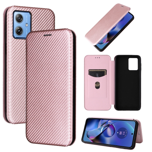 

For Motorola Moto G54 5G / G64 / G64y Carbon Fiber Texture Flip Leather Phone Case(Pink)