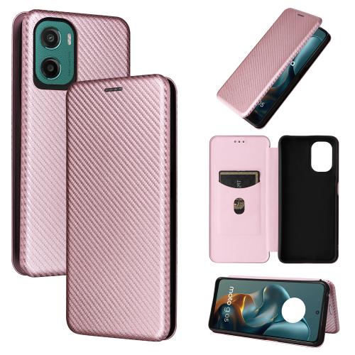 

For Motorola Moto G05 / E15 Carbon Fiber Texture Flip Leather Phone Case(Pink)