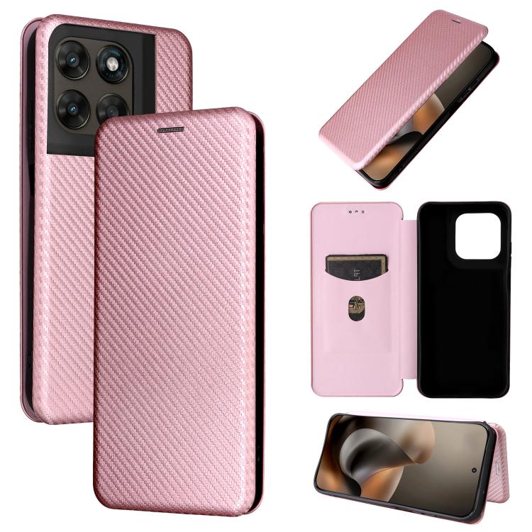 

For Motorola Moto G67 5G / G77 5G Carbon Fiber Texture Flip Leather Phone Case(Pink)