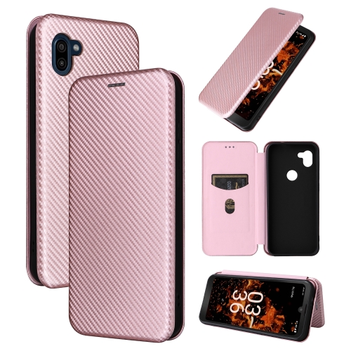 

For Orbic Fun+ 4G Carbon Fiber Texture Flip Leather Phone Case(Pink)