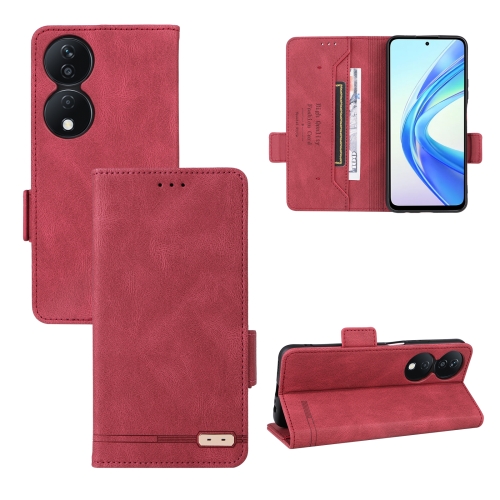 

For Honor X7b Magnetic Clasp Flip Leather Phone Case(Red)