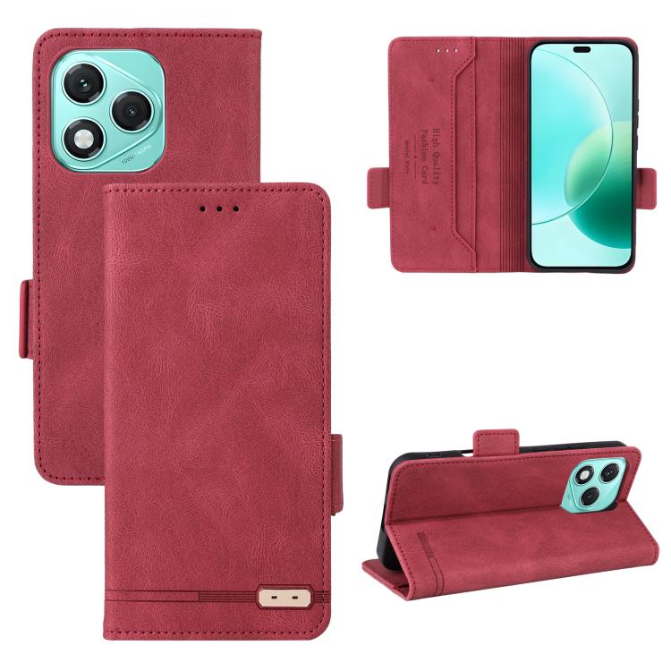 

For Honor 400 Lite Global Magnetic Clasp Flip Leather Phone Case(Red)