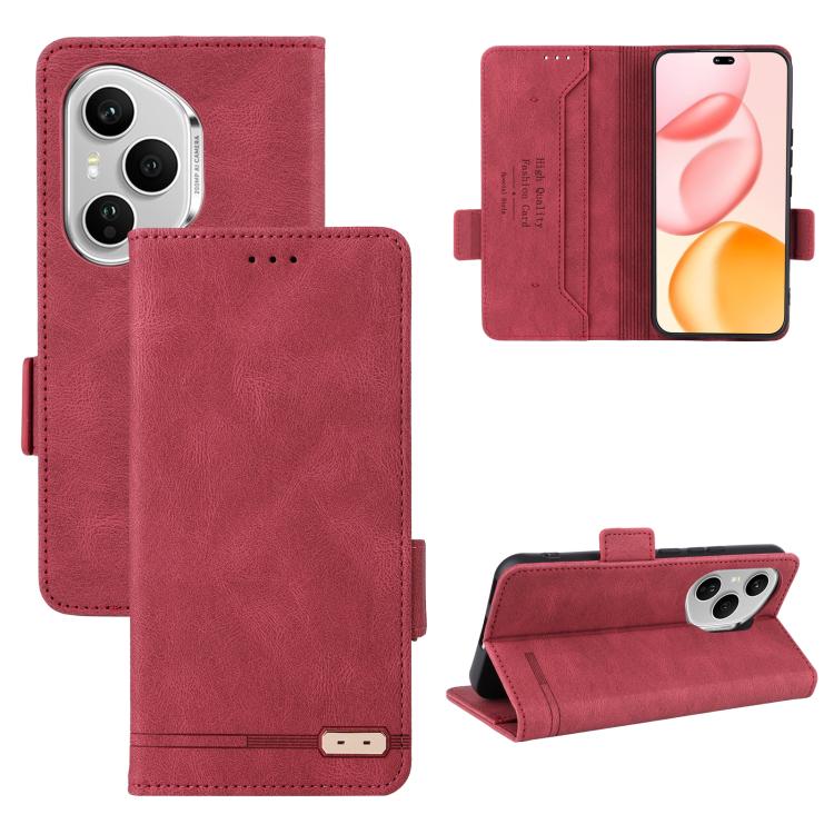 

For Honor 400 Pro Global 160.8mm Magnetic Clasp Flip Leather Phone Case(Red)