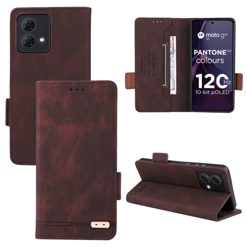 

For Motorola Moto G84 5G Magnetic Clasp Leather Phone Case(Brown)
