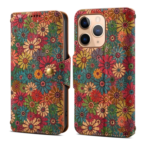 

For iPhone 11 Pro Denior Flower Language Series Cork Fabric Oil Edge Leather Phone Case(Spring)