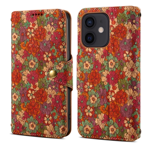 

For iPhone 12 Denior Flower Language Series Cork Fabric Oil Edge Leather Phone Case(Summer)