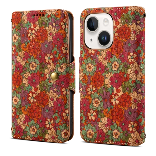 

For iPhone 13 Denior Flower Language Series Cork Fabric Oil Edge Leather Phone Case(Summer)