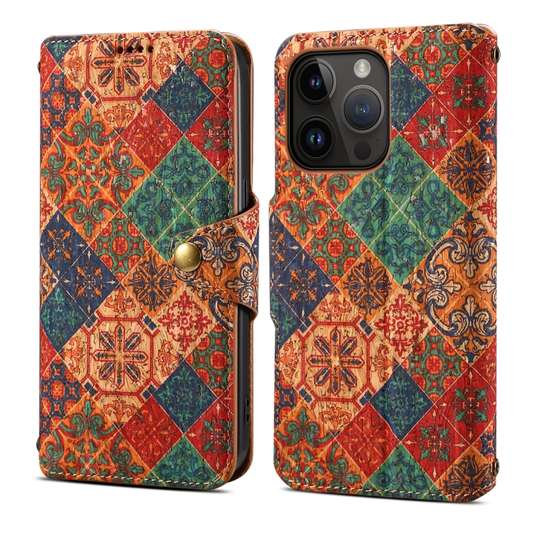 

For iPhone 14 Pro Denior Flower Language Series Cork Fabric Oil Edge Leather Phone Case(Winter)