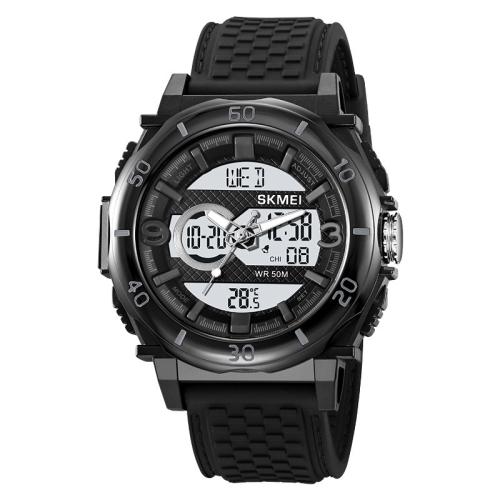 

SKMEI 2098 Multifunctional Men 50M Waterproof Thermometer Dual Display Digital Wrist Watch(Black+White)
