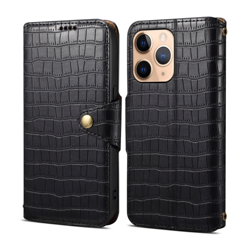 

For iPhone 11 Pro Max Denior Crocodile Texture Oil Edge Leather Phone Case(Black)