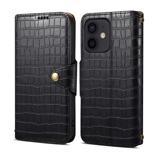 

For iPhone 11 Denior Crocodile Texture Oil Edge Leather Phone Case(Black)