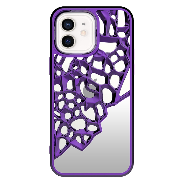 

For iPhone 11 Mirror Style Hollow Heat Dissipation Electroplated TPU Phone Case(Purple)
