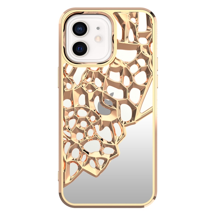 

For iPhone 11 Mirror Style Hollow Heat Dissipation Electroplated TPU Phone Case(Gold)
