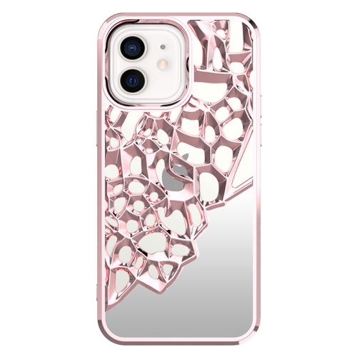 

For iPhone 11 Mirror Style Hollow Heat Dissipation Electroplated TPU Phone Case(Pink)