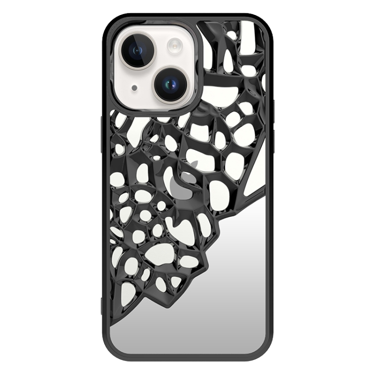 

For iPhone 14 Mirror Style Hollow Heat Dissipation Electroplated TPU Phone Case(Black)