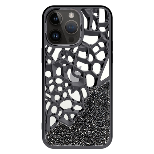 

For iPhone 14 Pro Diamond Style Hollow Heat Dissipation Electroplated TPU Phone Case(Black)