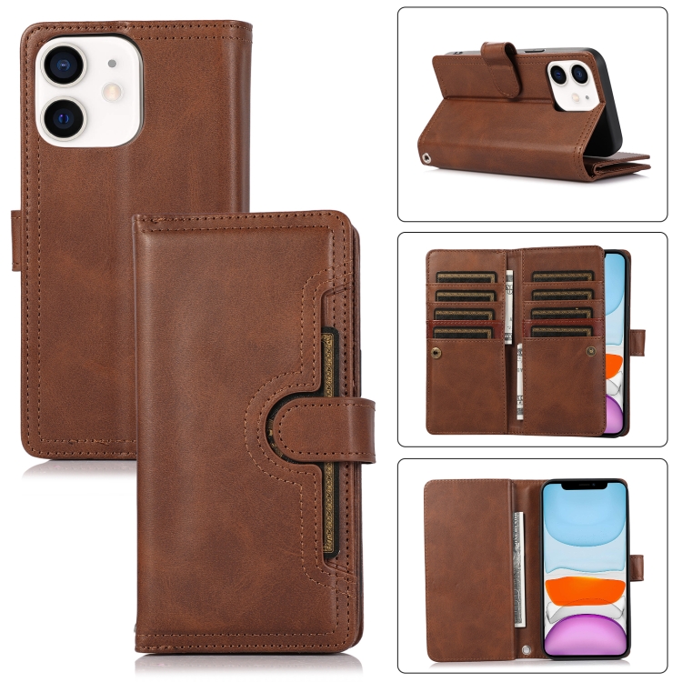 

For iPhone 11 Wristband Card Slot Leather Phone Case(Coffee)