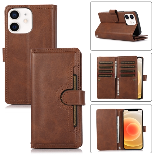 

For iPhone 12 mini Wristband Card Slot Leather Phone Case(Coffee)