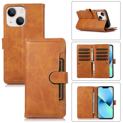 

For iPhone 13 mini Wristband Card Slot Leather Phone Case(Brown)