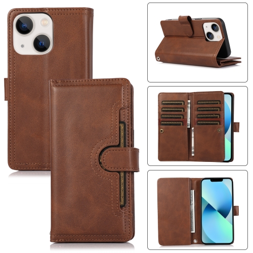 

For iPhone 13 mini Wristband Card Slot Leather Phone Case(Coffee)