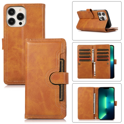 

For iPhone 13 Pro Wristband Card Slot Leather Phone Case(Brown)