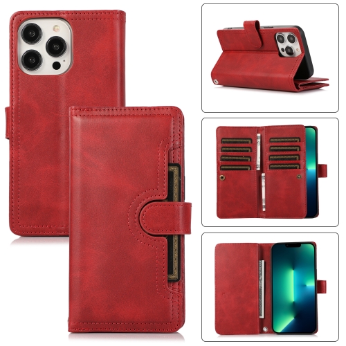 

For iPhone 13 Pro Wristband Card Slot Leather Phone Case(Red)