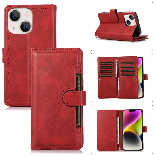 

For iPhone 14 Wristband Card Slot Leather Phone Case(Red)