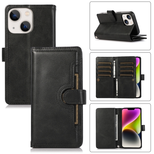 

For iPhone 14 Wristband Card Slot Leather Phone Case(Black)