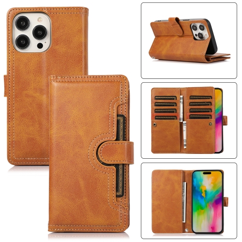 

For iPhone 16 Pro Max Wristband Card Slot Leather Phone Case(Brown)