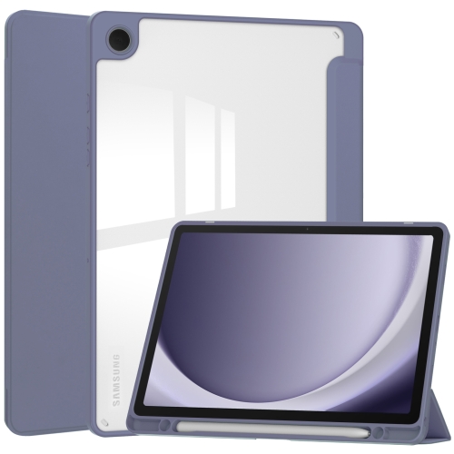 

For Samsung Galaxy Tab A9+ Acrylic 3-folding Smart Leather Tablet Case with Pen Slot(Lavender)